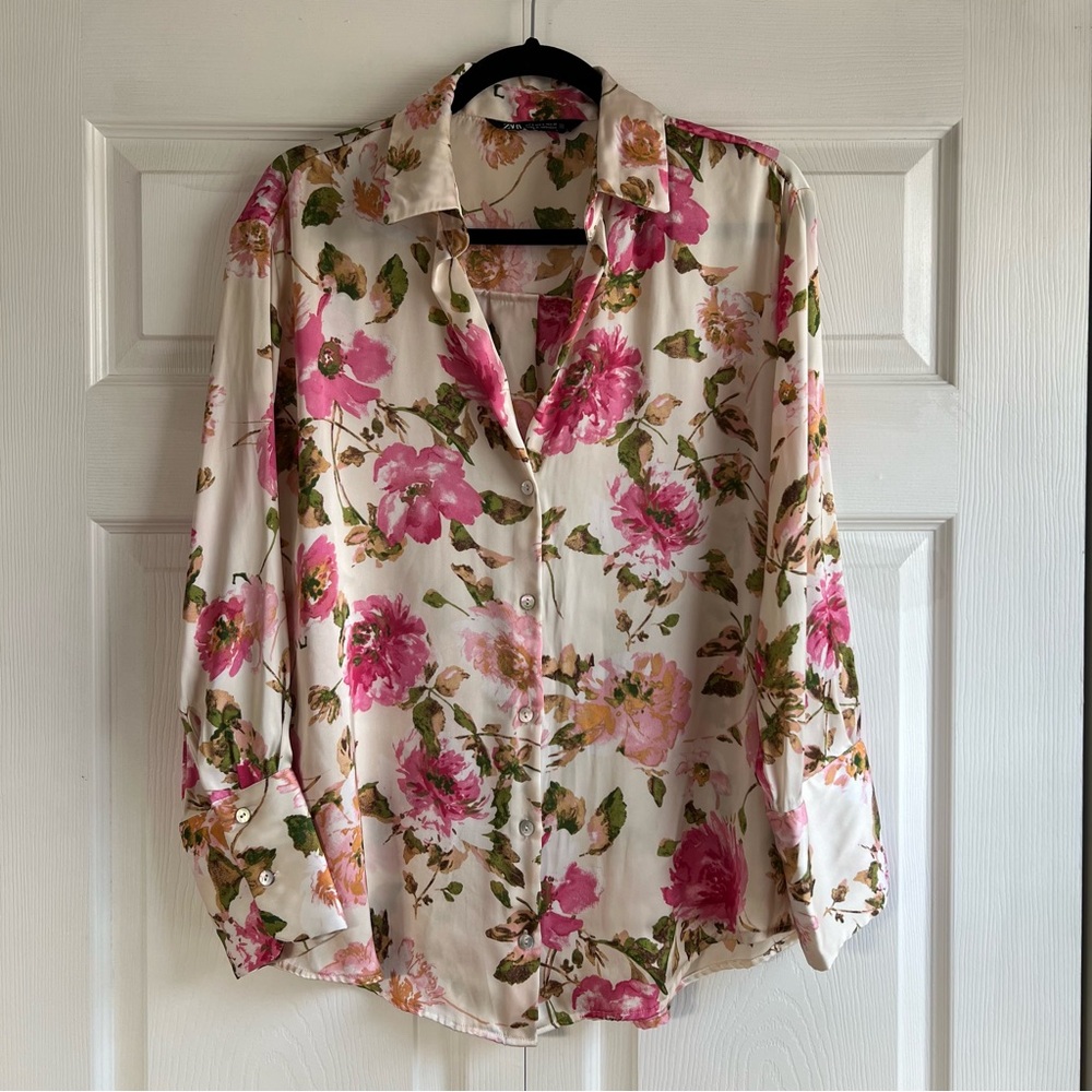 Zara Floral Blouse - Pink and Green